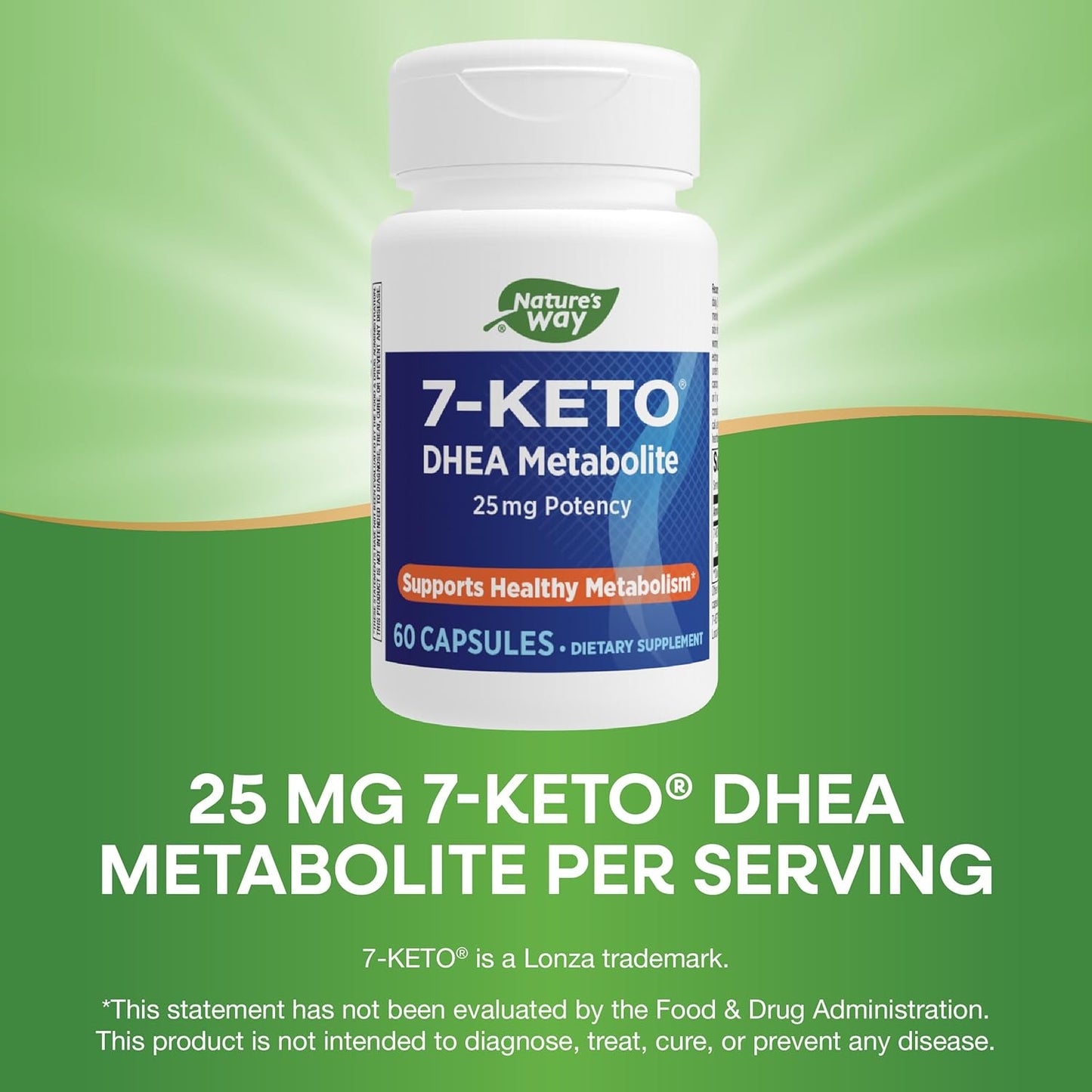 7-KETO DHEA Metabolite Supplement for Metabolism Support - 25mg Potency, 60 Capsules by Nature's Way
