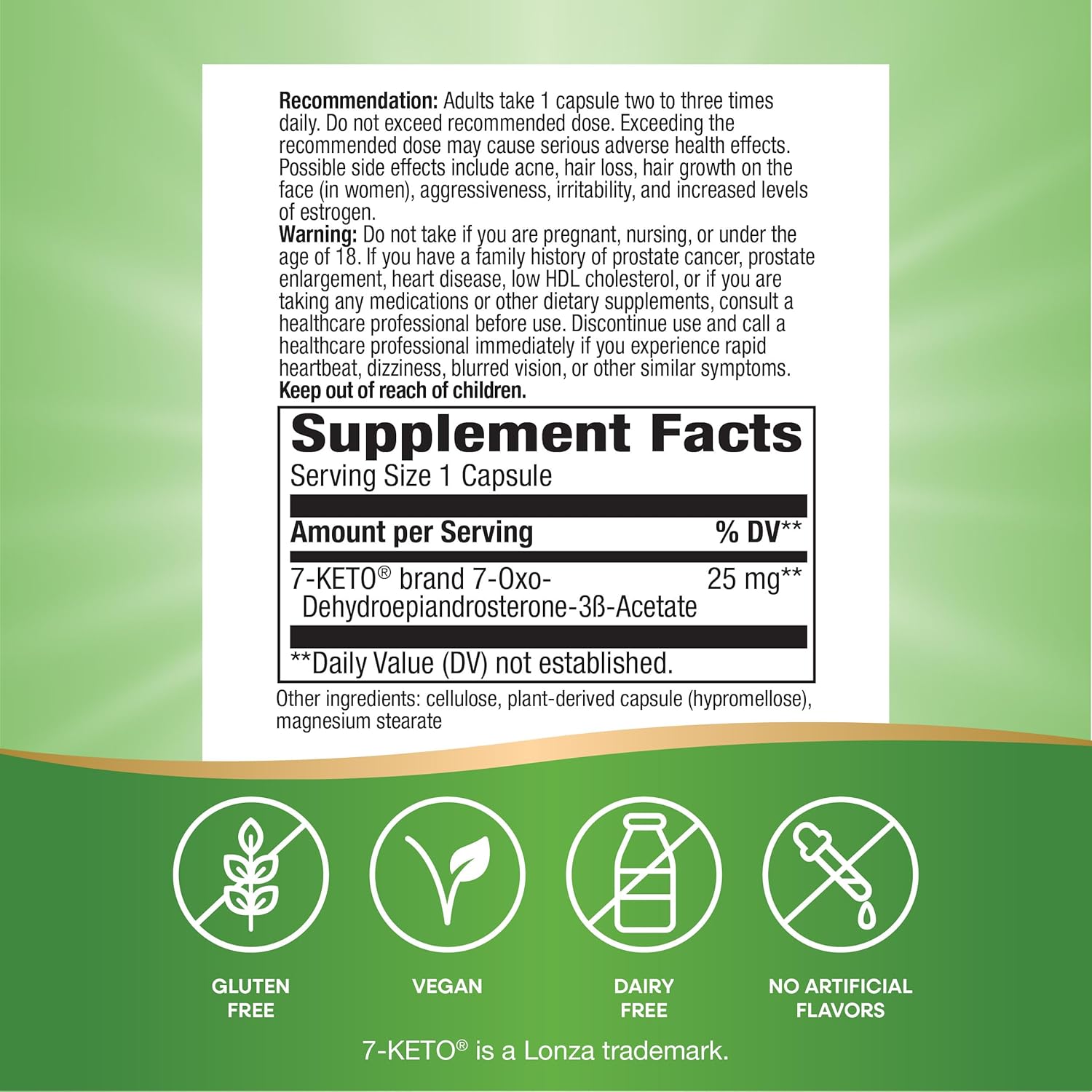 7-KETO DHEA Metabolite Supplement for Metabolism Support - 25mg Potency, 60 Capsules by Nature's Way