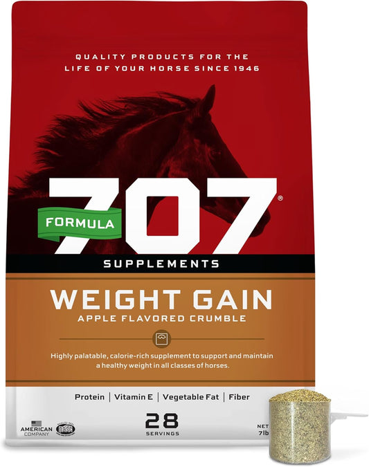 7 lb Bag of Formula 707 Weight Gain Crumble Equine Supplement for Hard-to-Keep and Senior Horses - Palatable and Calorie-Rich Horse Nutrition