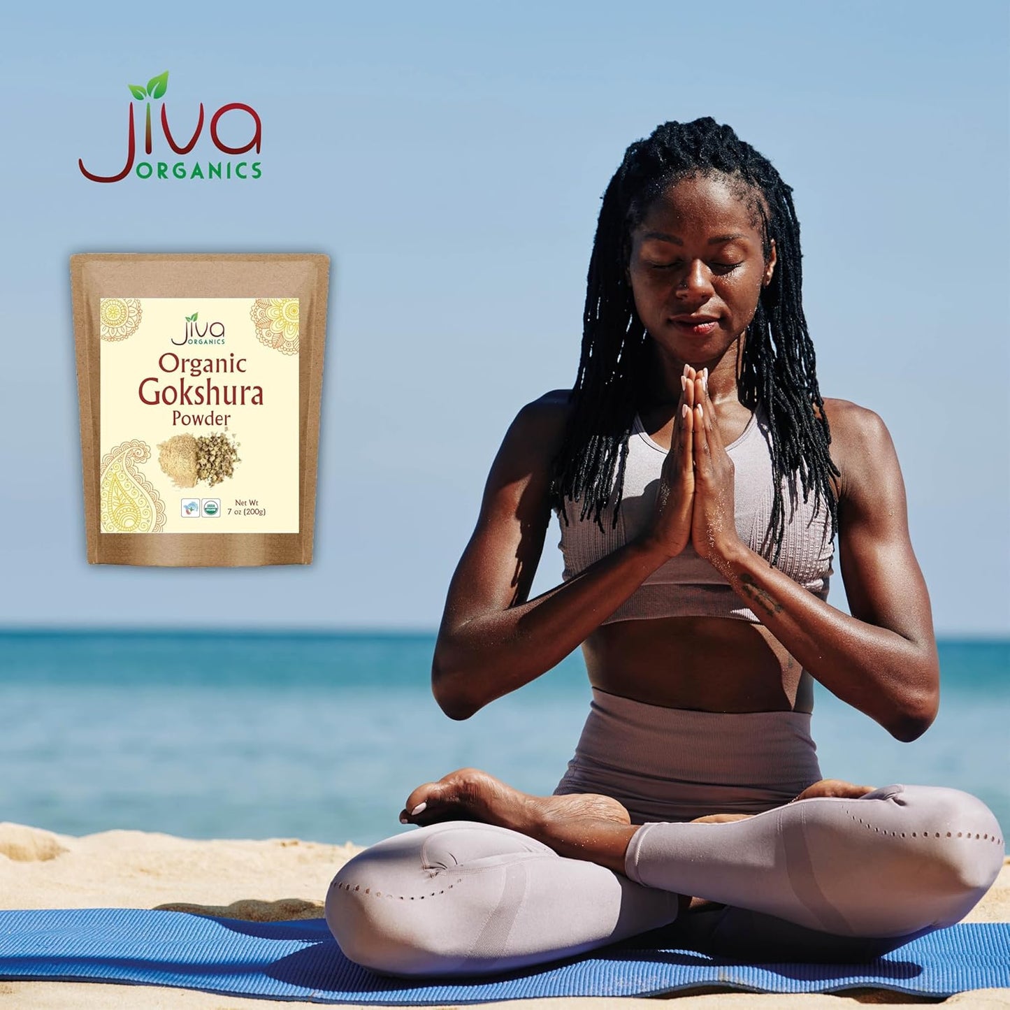 7 oz Jiva Organics Gokshura Powder - Non-GMO Full Spectrum Tribulus from India