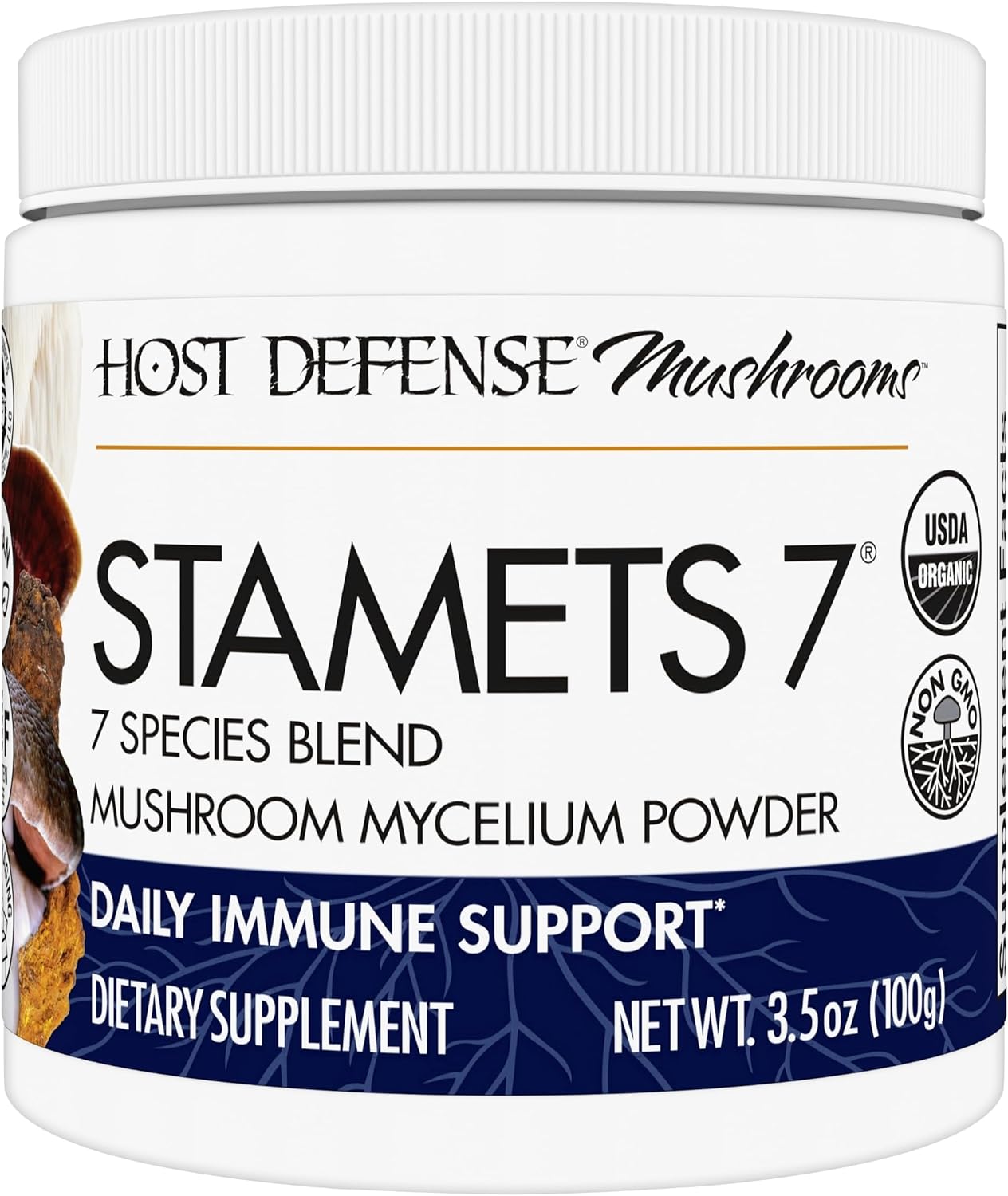 7-Species Mushroom Supplement for Immune Support - Stamets 7 Mushroom Powder with Royal Sun Blazei, Cordyceps, Reishi, Maitake, Lion's Mane, Chaga, Mesima - 3.5 oz