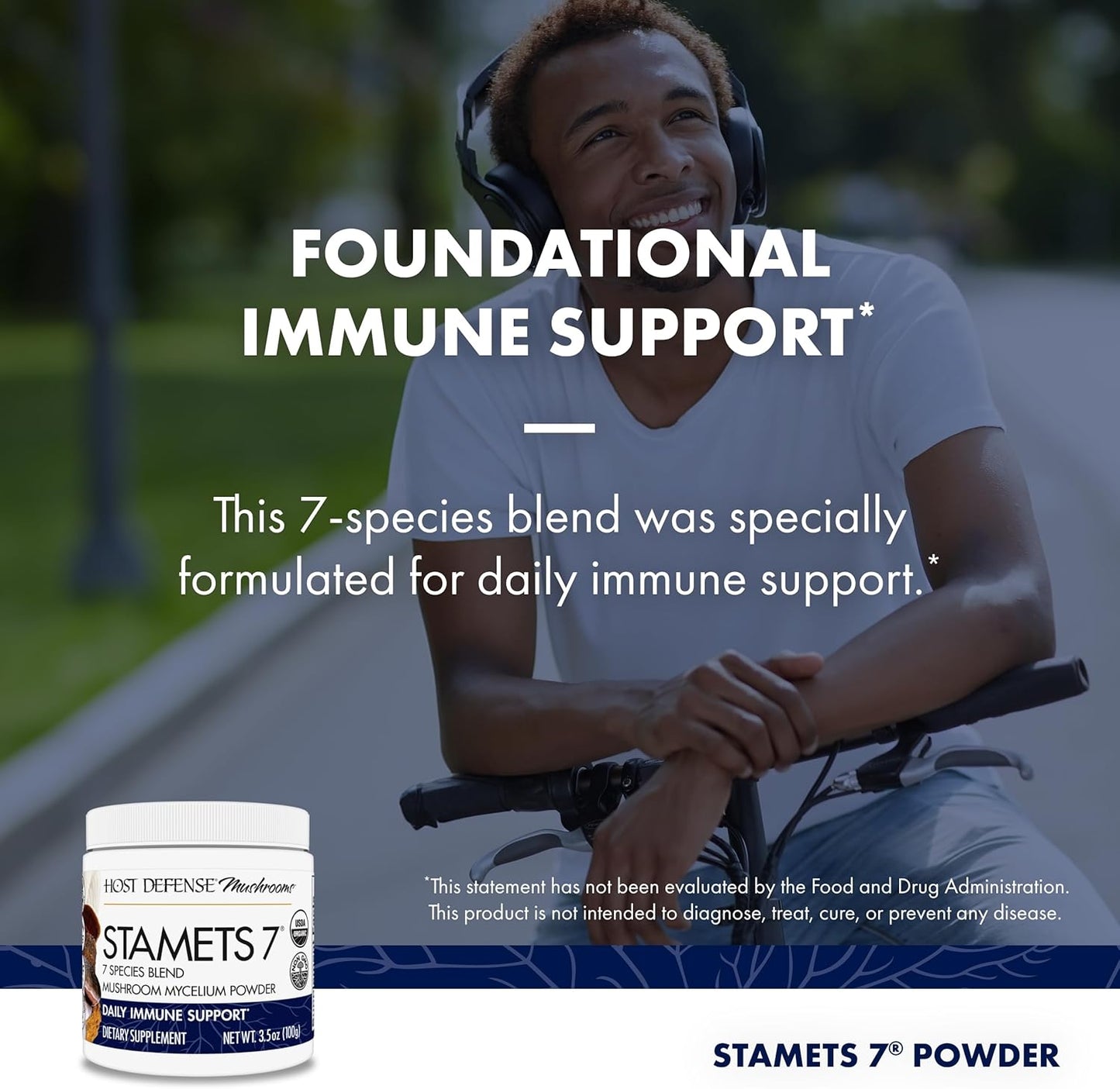 7-Species Mushroom Supplement for Immune Support - Stamets 7 Mushroom Powder with Royal Sun Blazei, Cordyceps, Reishi, Maitake, Lion's Mane, Chaga, Mesima - 3.5 oz