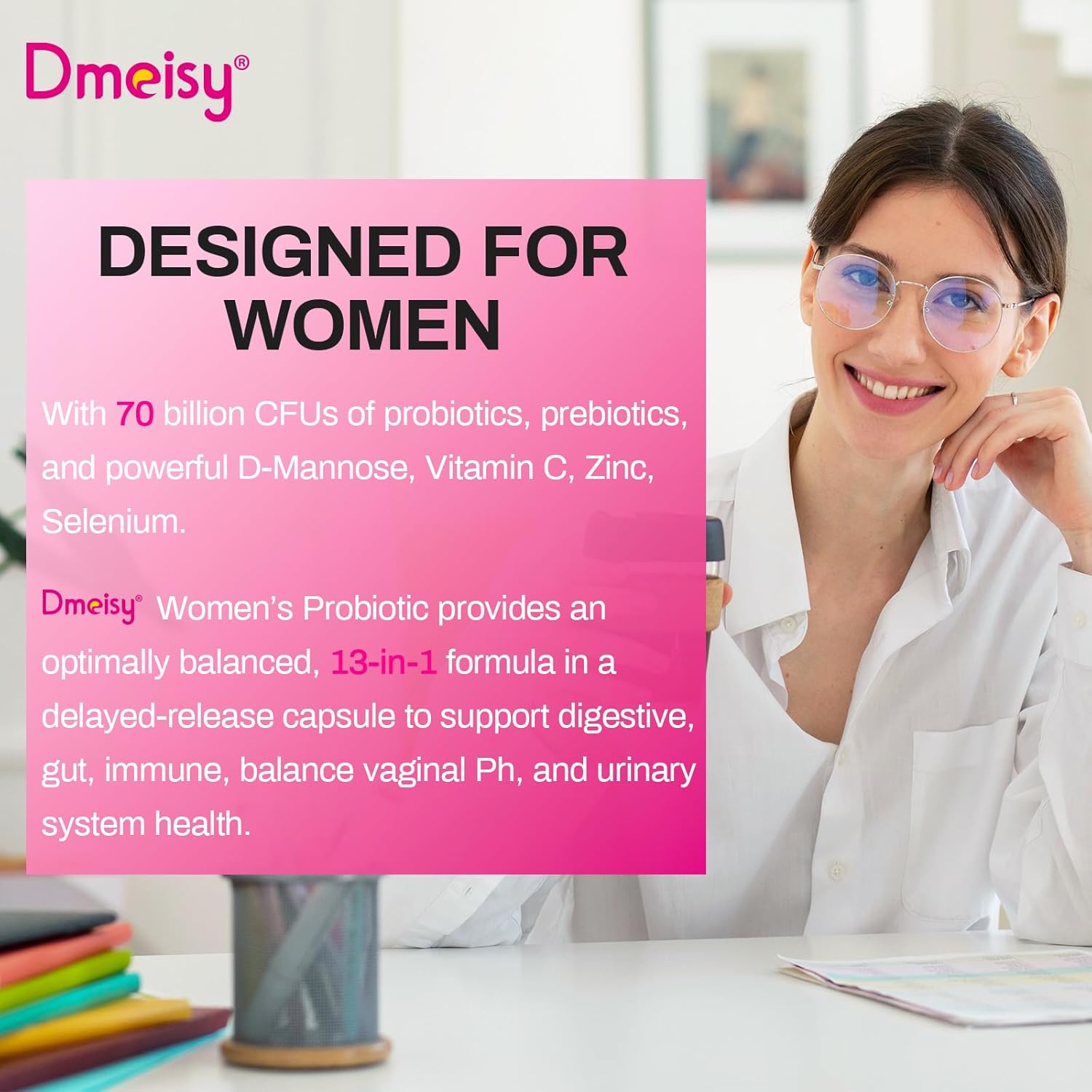 70 Billion CFU Dmeisy Vaginal Probiotics for Women - 13-in-1 Women's Probiotic & Prebiotic Blend - pH Balance, Immune & Digestive Health - 4 Months Supply