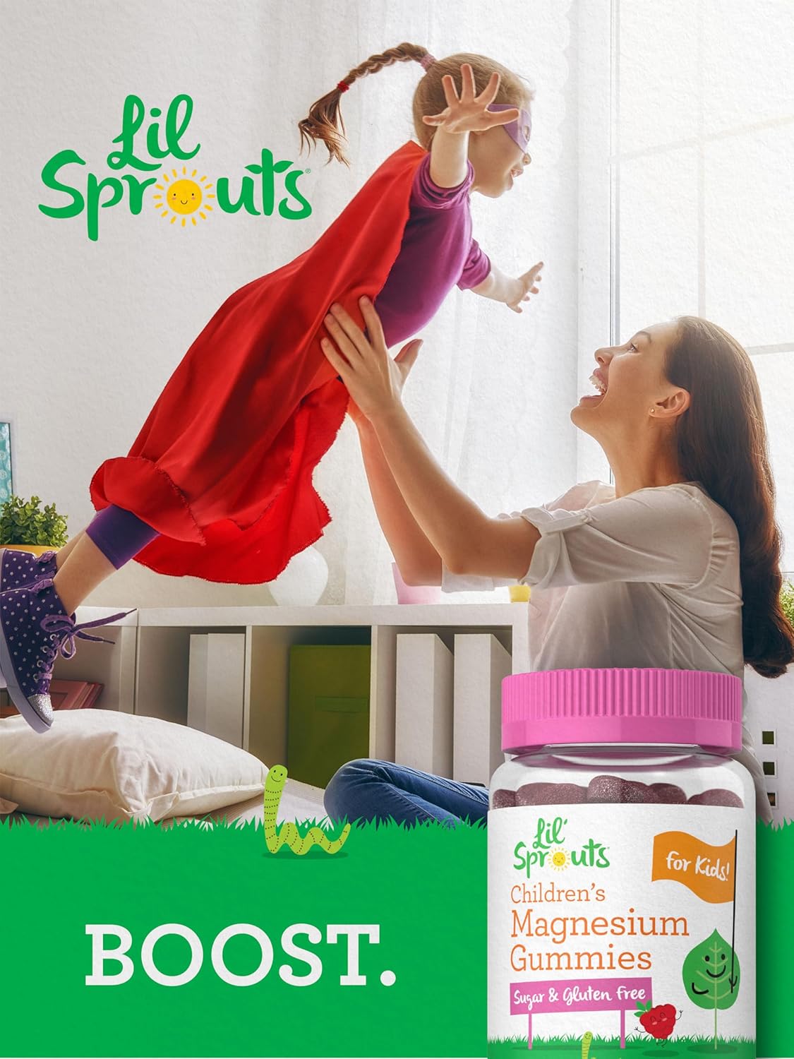 70 Count Lil' Sprouts Children's Magnesium Gummies - Mixed Berry Flavor, Sugar Free, Vegan, Non-GMO & Gluten Free