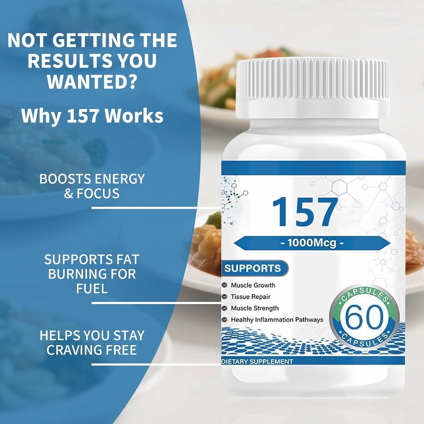 BPC157 Supplement | Protective Compound 157 | 60 Capsules | 1000mcg | Single Pack