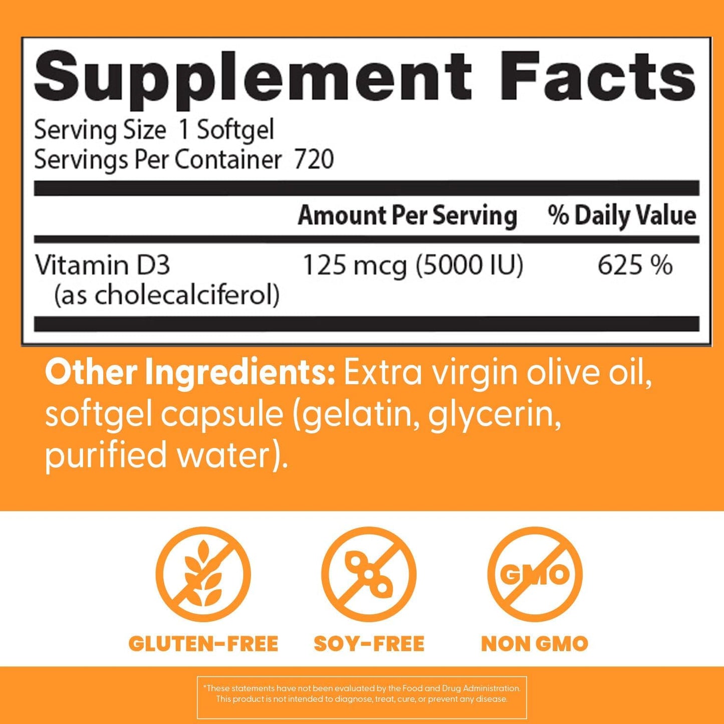 720 Count Doctor's Best Vitamin D3 Capsules - 5000 IU for Bone, Teeth, Heart & Immune Support - Non-GMO, Gluten-Free, Soy-Free