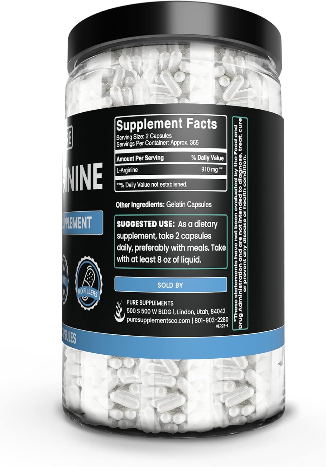 730 Capsules L-Arginine Supplement with Pure Original Ingredients, No Magnesium or Rice Fillers, Lab Verified