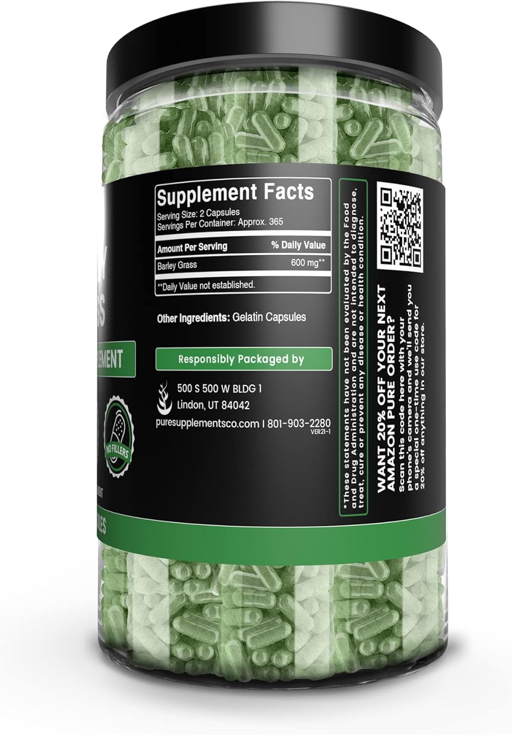 730 Capsules of Pure Barley Grass with No Fillers - Original Ingredients, No Magnesium or Rice