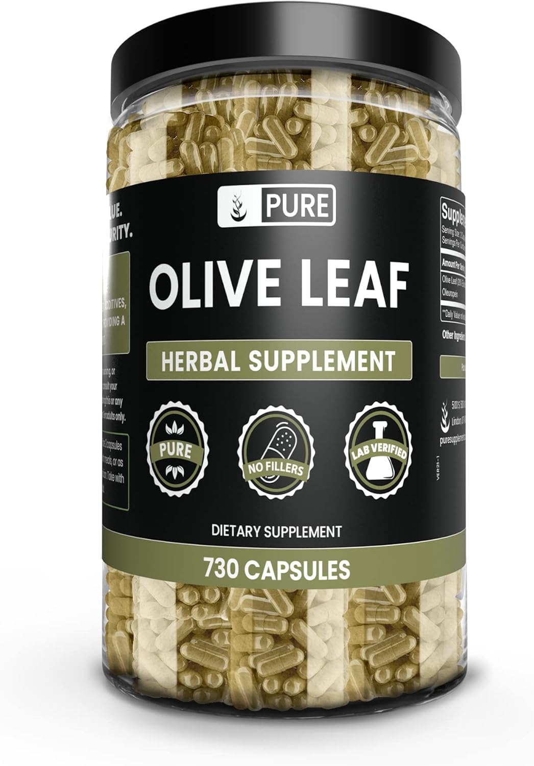 730 Capsules of Pure Olive Leaf Extract with No Magnesium or Rice Fillers - Original Ingredients
