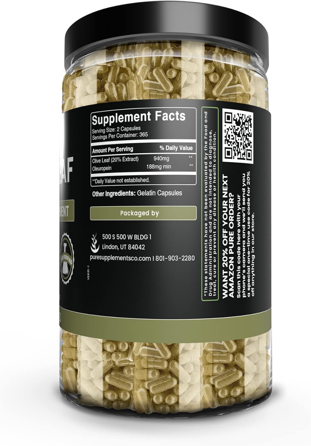 730 Capsules of Pure Olive Leaf Extract with No Magnesium or Rice Fillers - Original Ingredients