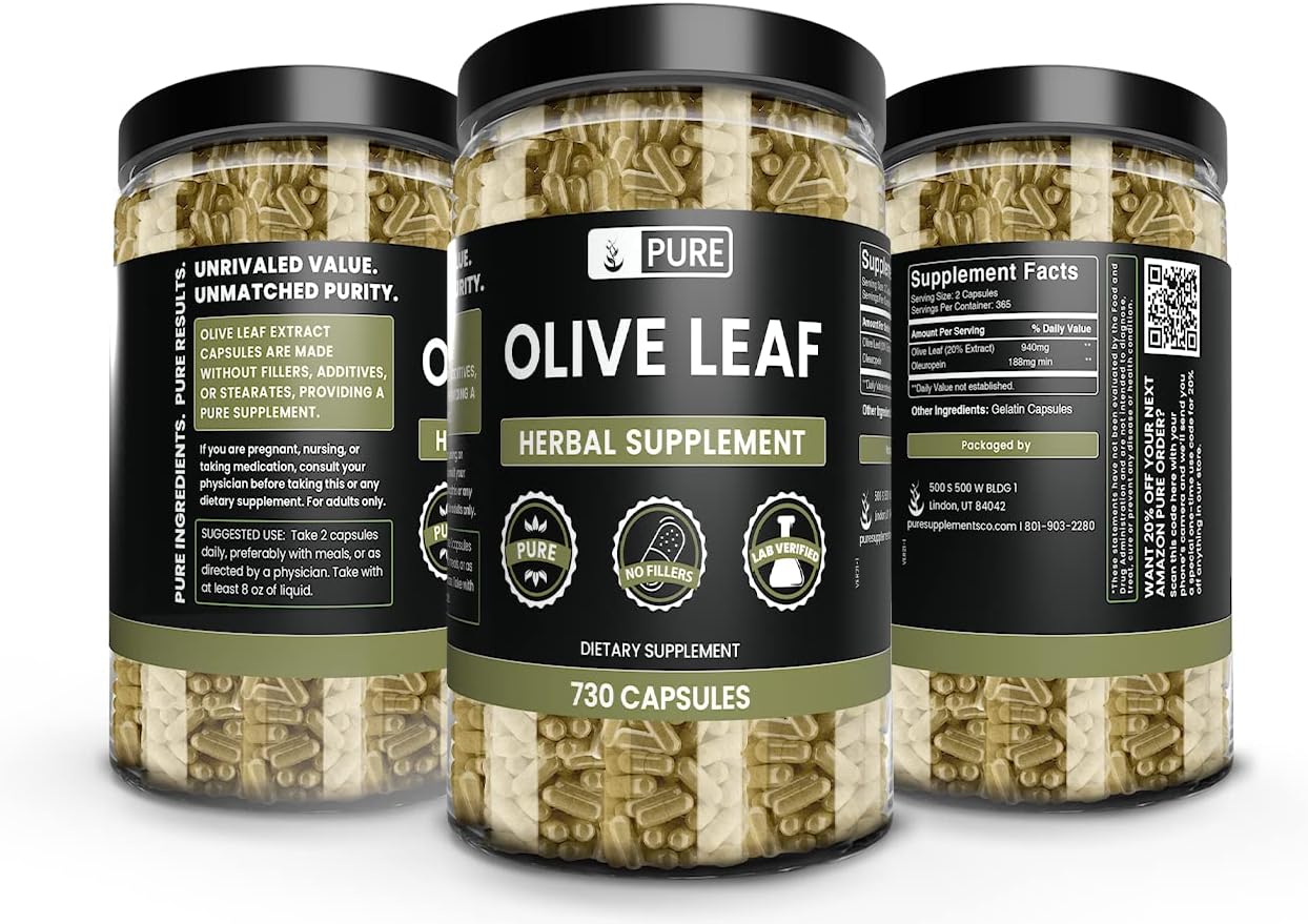 730 Capsules of Pure Olive Leaf Extract with No Magnesium or Rice Fillers - Original Ingredients