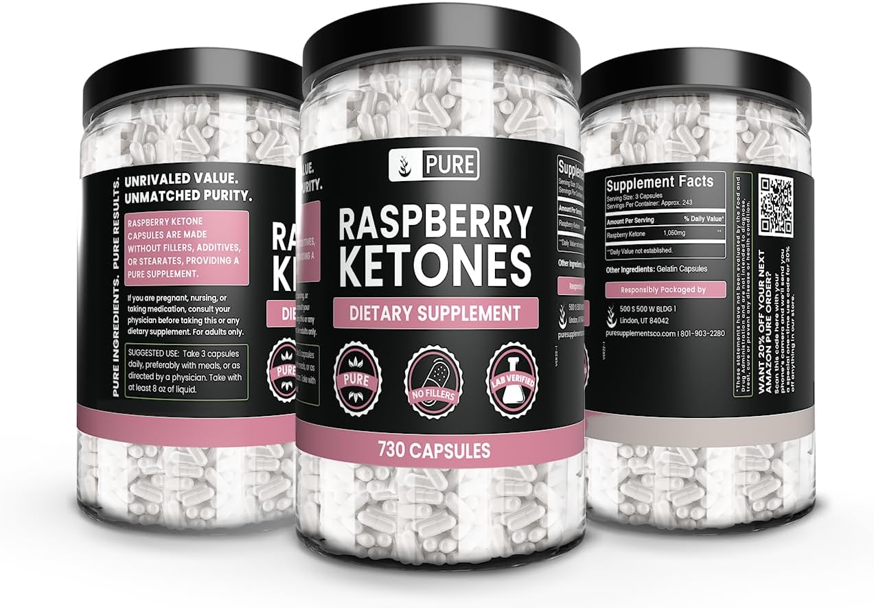 730 Capsules of Pure Raspberry Ketone with No Magnesium or Rice Fillers - Lab Verified & Always Pure