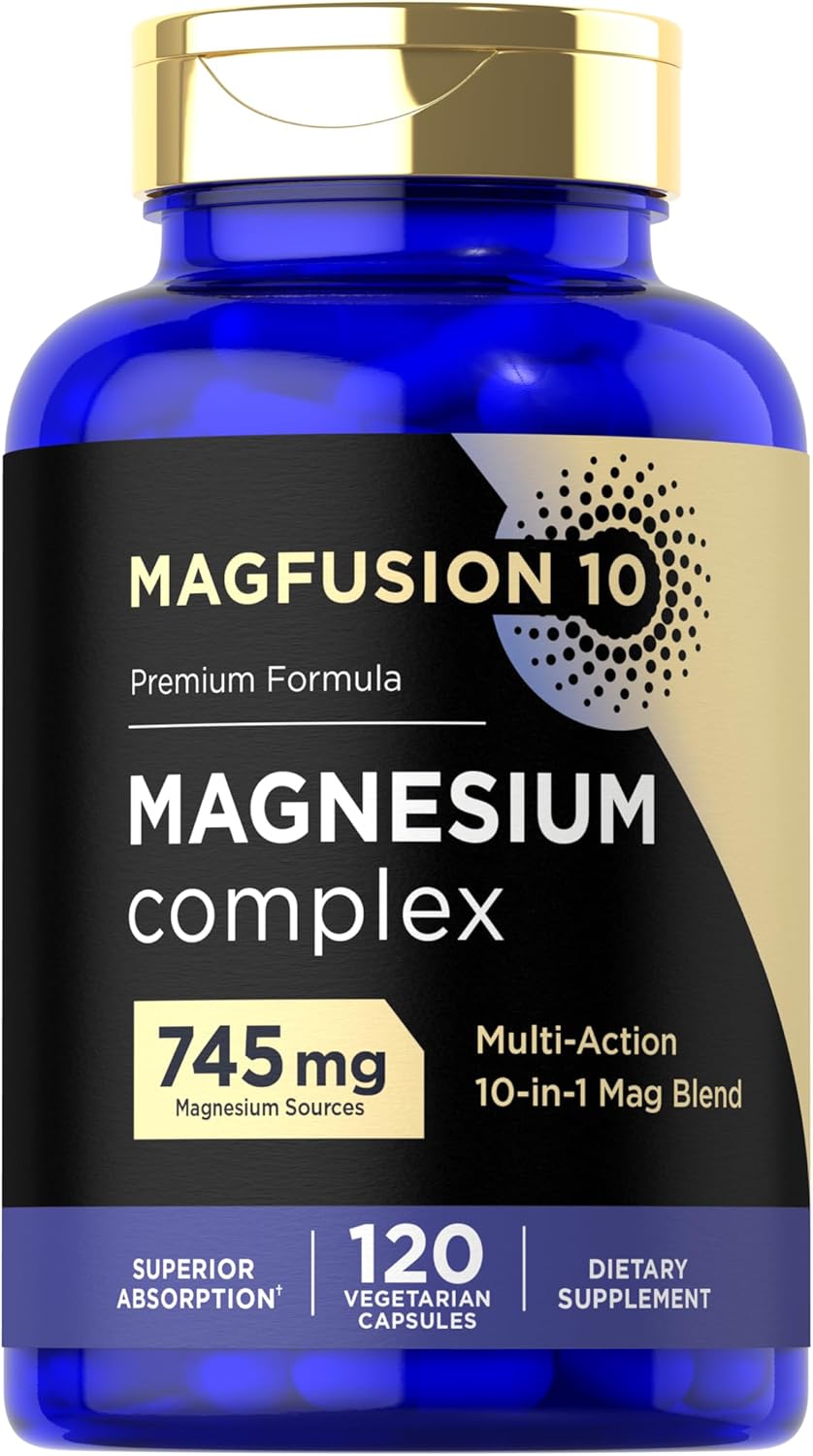 745mg Magnesium Complex Supplement - 120 Capsules - 10-in-1 Blend - Vegetarian, Non-GMO, Gluten Free