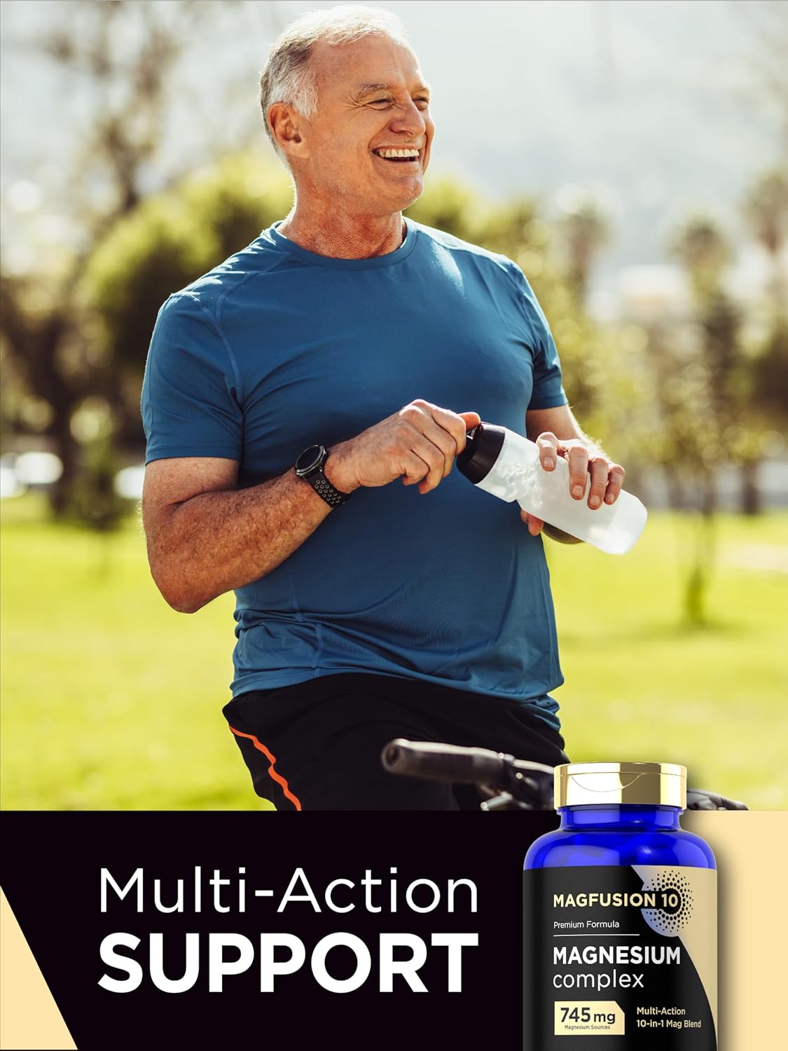 745mg Magnesium Complex Supplement - 120 Capsules - 10-in-1 Blend - Vegetarian, Non-GMO, Gluten Free