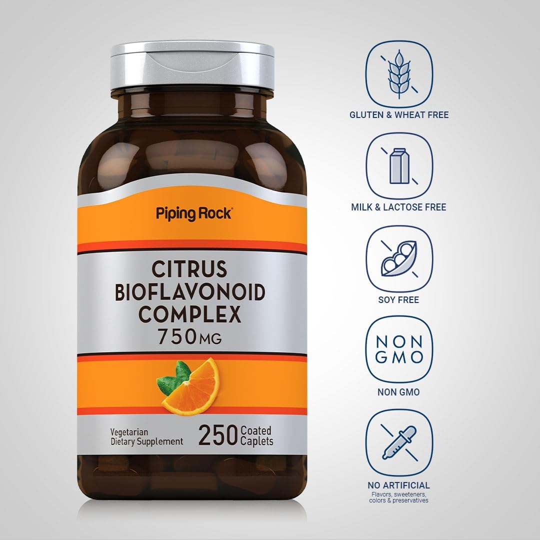 750 mg Citrus Bioflavonoids Complex Supplement - 250 Caplets - Non-GMO & Gluten Free