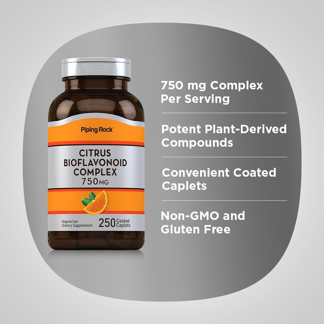 750 mg Citrus Bioflavonoids Complex Supplement - 250 Caplets - Non-GMO & Gluten Free