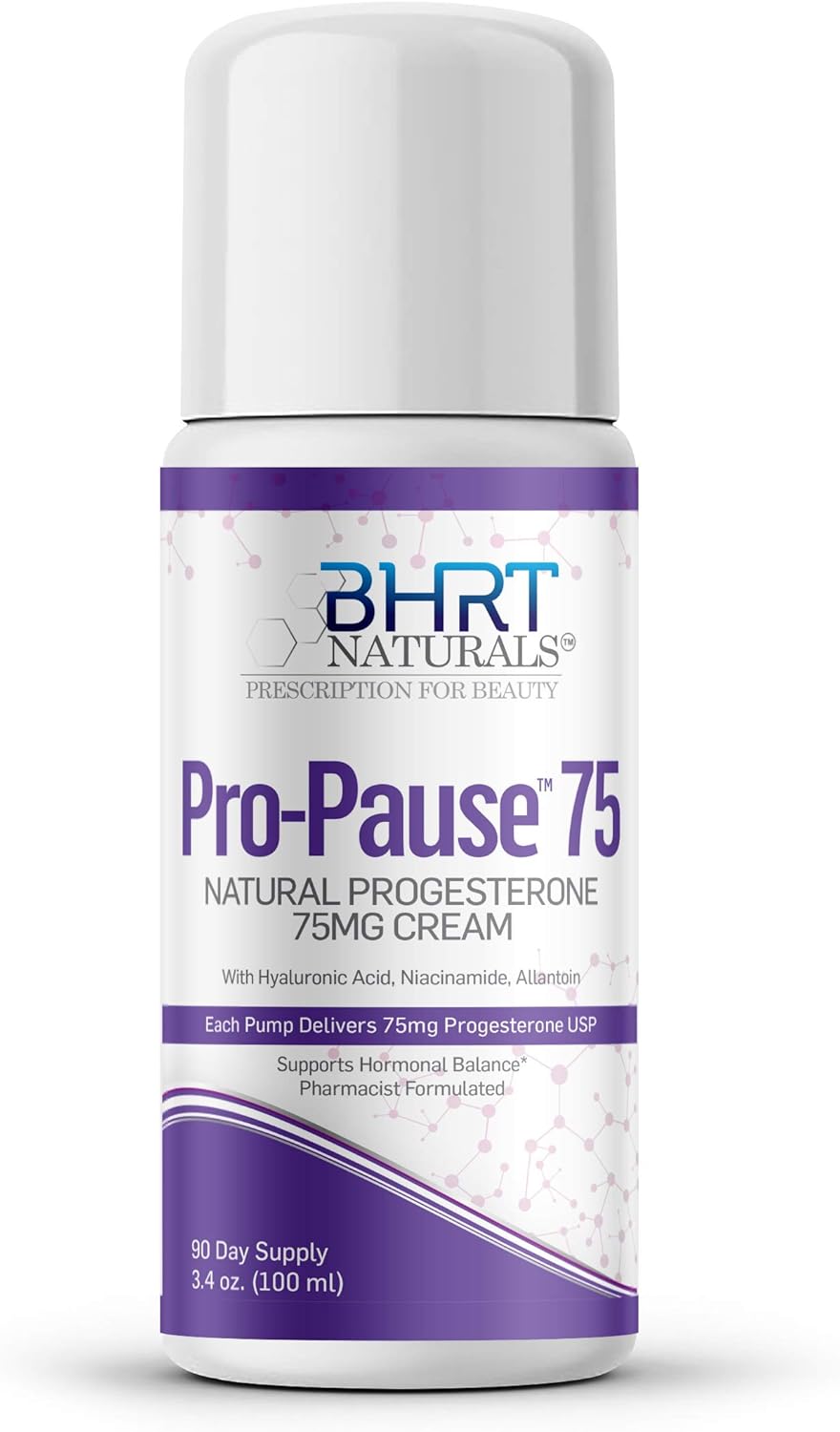 7500mg BHRT Naturals Progesterone Cream - Bioidentical USP, Menopause Relief, Pharmacist Formulated, Non-GMO - 90 Day Supply - Made in USA - TTC PCOS Supplement