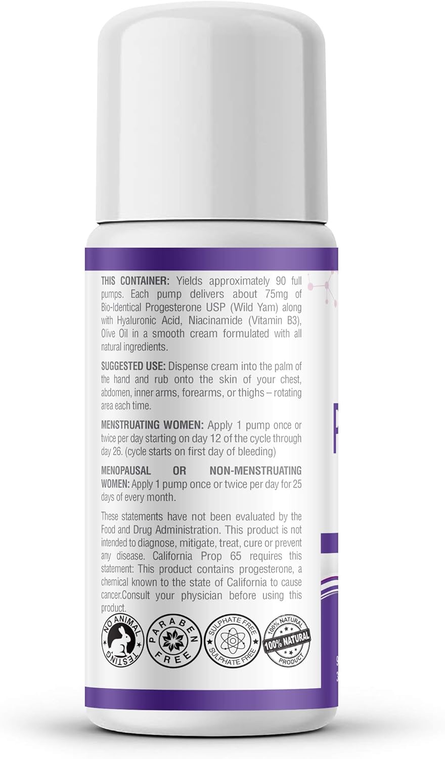 7500mg BHRT Naturals Progesterone Cream - Bioidentical USP, Menopause Relief, Pharmacist Formulated, Non-GMO - 90 Day Supply - Made in USA - TTC PCOS Supplement