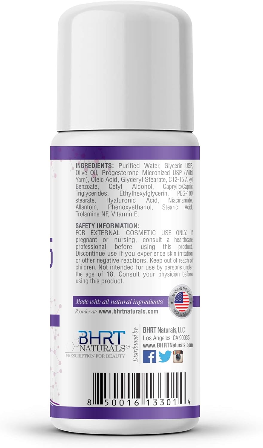 7500mg BHRT Naturals Progesterone Cream - Bioidentical USP, Menopause Relief, Pharmacist Formulated, Non-GMO - 90 Day Supply - Made in USA - TTC PCOS Supplement