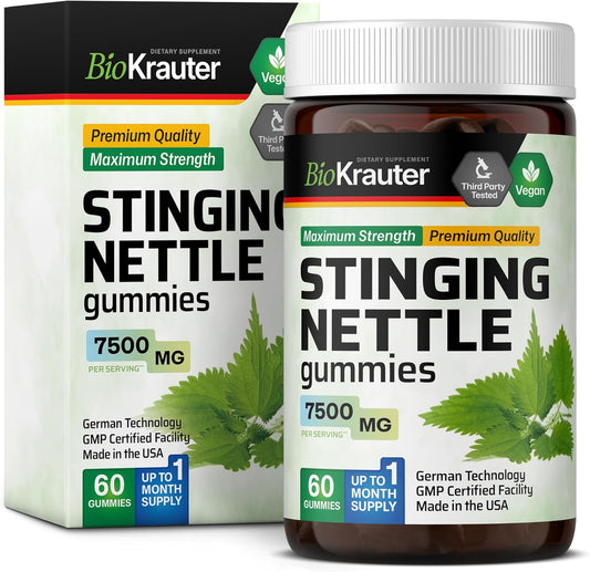 7500mg Stinging Nettle Root Extract Gummies for Urinary Support - Vegan Formula with 10:1 Nettle Root Extract - 60 Chews