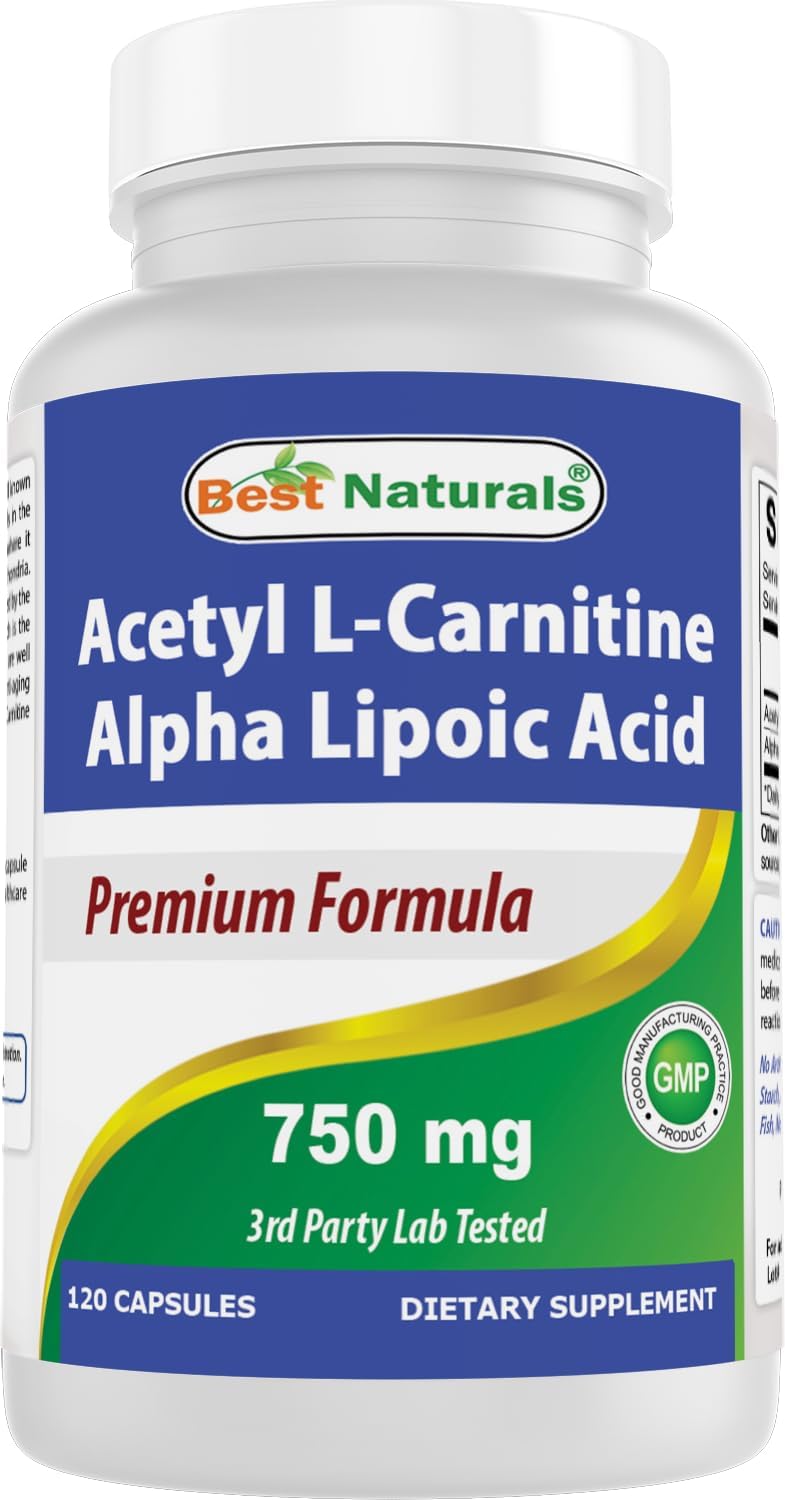750mg Acetyl L-Carnitine & Alpha Lipoic Acid Capsules - 120 Count by Best Naturals