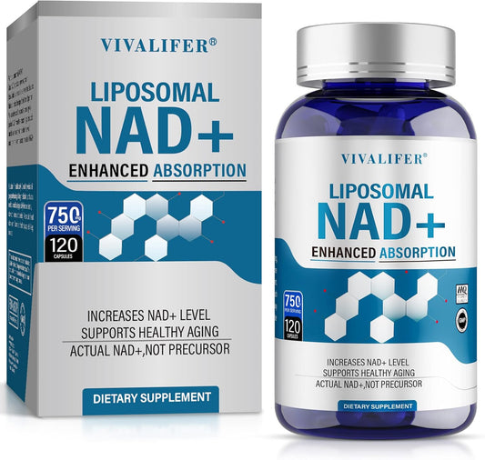 750mg Liposomal NAD+ Supplement - 120 Capsules for Maximum Absorption - Anti-Aging & Antioxidant Support - Energy & Metabolism Boost - NMN Alternative