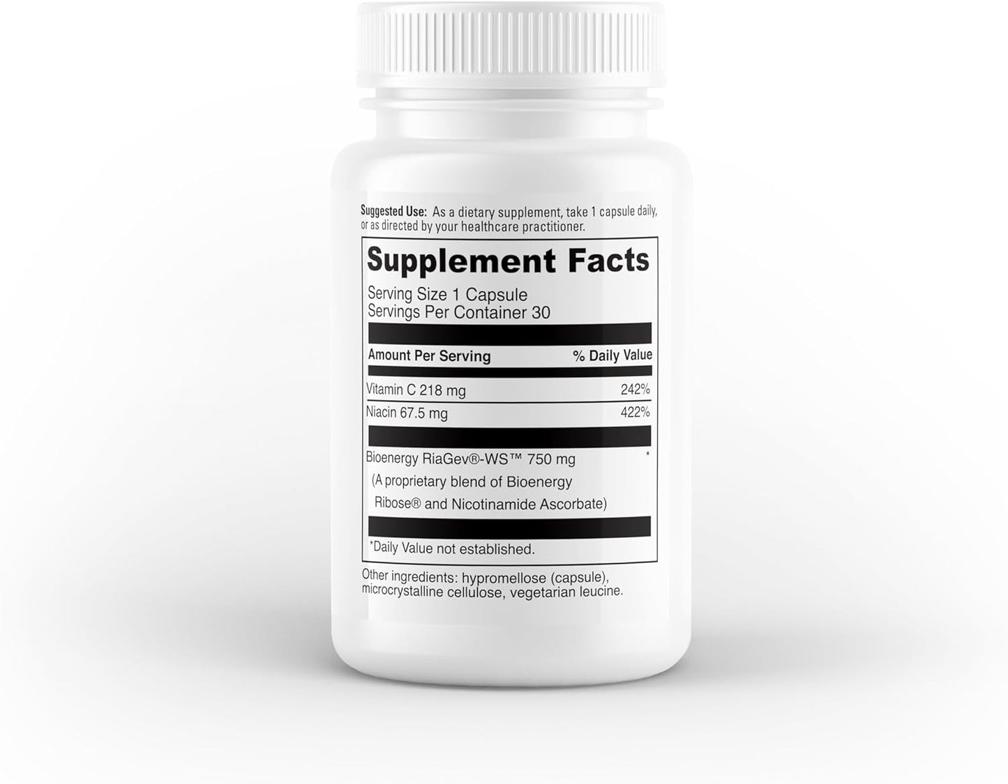 750mg NAD+ Supplement with Vitamin C & Niacin for Healthy Aging & Energy - 30 Vegan Capsules