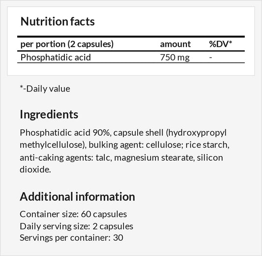 750mg Phosphatidic Acid - Vegan Capsules for Muscle Development - 1 Month Supply - Anabolic Support Supplement by APOLLO'S HEGEMONY