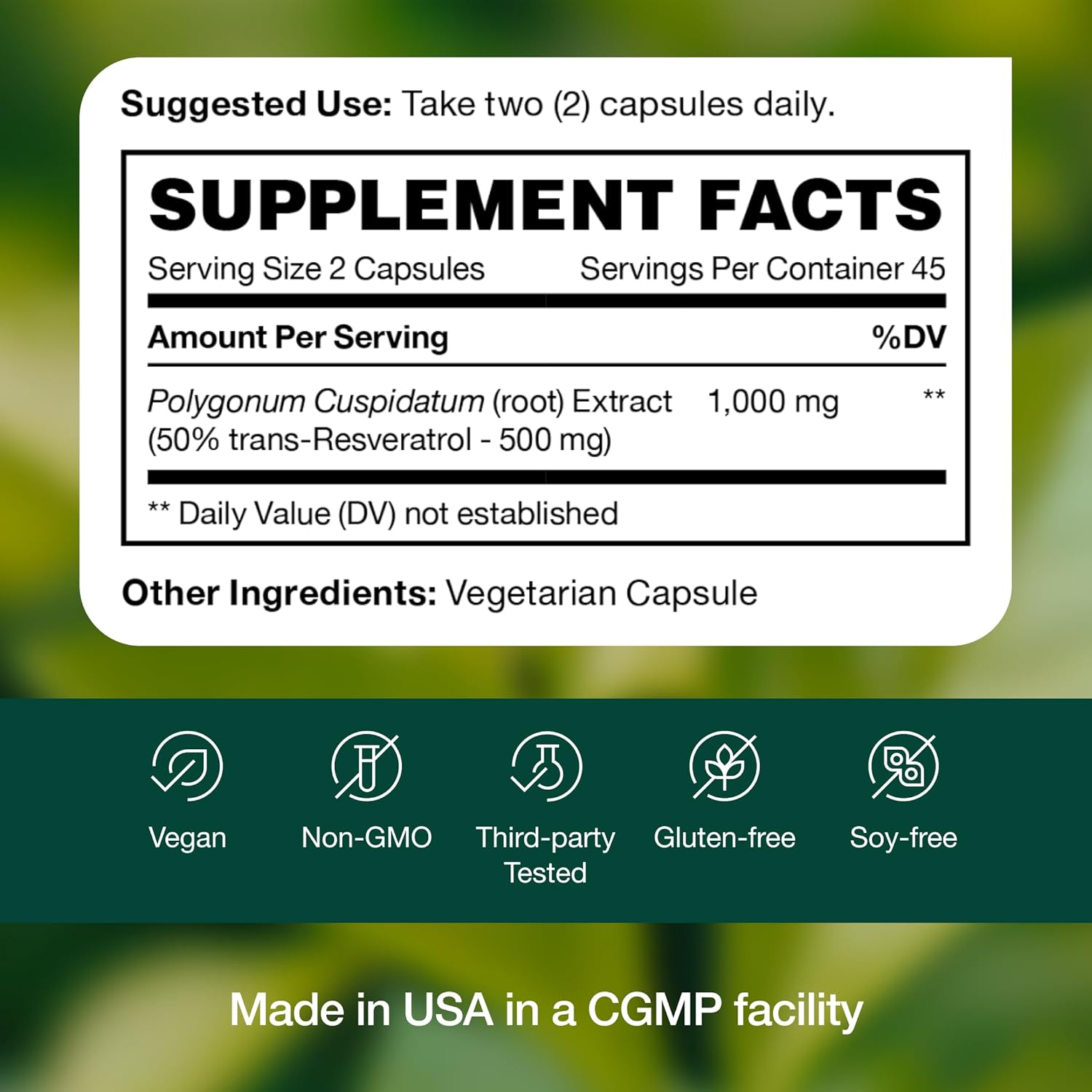 750mg Trans-resveratrol Supplement for Enhanced Nutrition - Natural, Vegan, and Non-GMO Polyphenols - 90 Capsules of Pure Potency