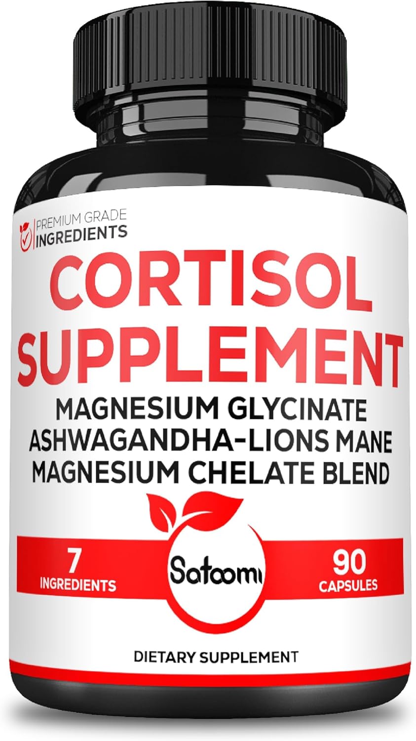 7in1 Cortisol Supplement with Magnesium Glycinate and Ashwagandha - Mood Support, Rest, and Resilience - 90 Capsules for 45 Days