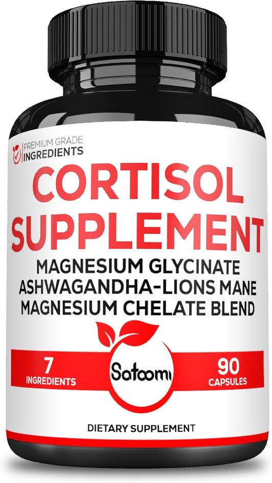 7in1 Cortisol Supplement with Magnesium Glycinate and Ashwagandha - Mood Support, Rest, and Resilience - 90 Capsules for 45 Days