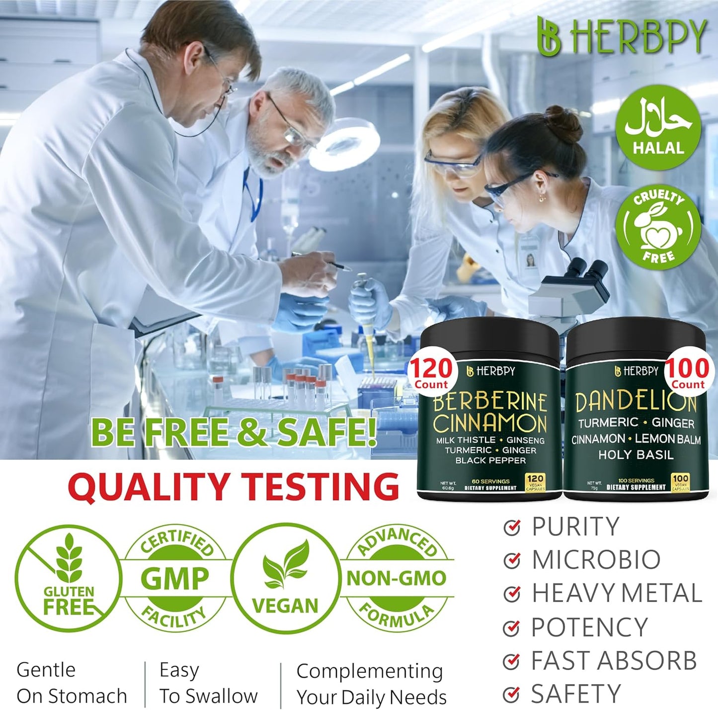 7in1 Herbpy Bundle: Berberine HCl & Dandelion Supplement for Immune, Digestion, and Heart Health Support