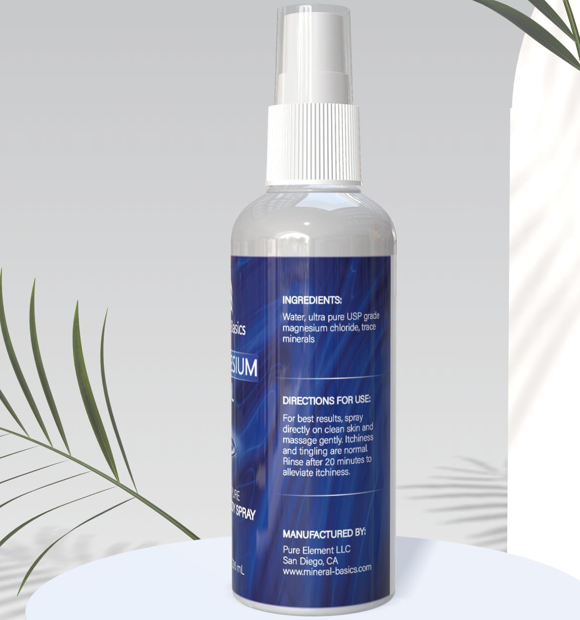 8 fl oz Mineral Basics Pure Magnesium Oil Spray - Topical Body Spray from Ultra Pure Magnesium Chloride - Made in USA for Optimal Performance