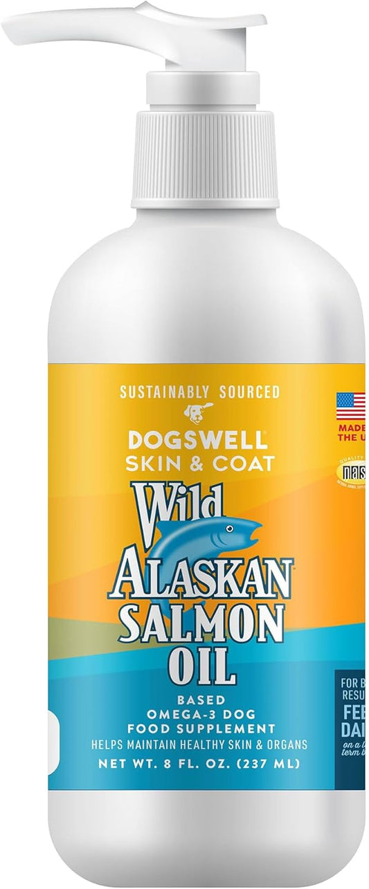 8 fl. oz. Wild Alaskan Salmon Oil Supplement for Dogs - Omega-3 Skin & Coat Support