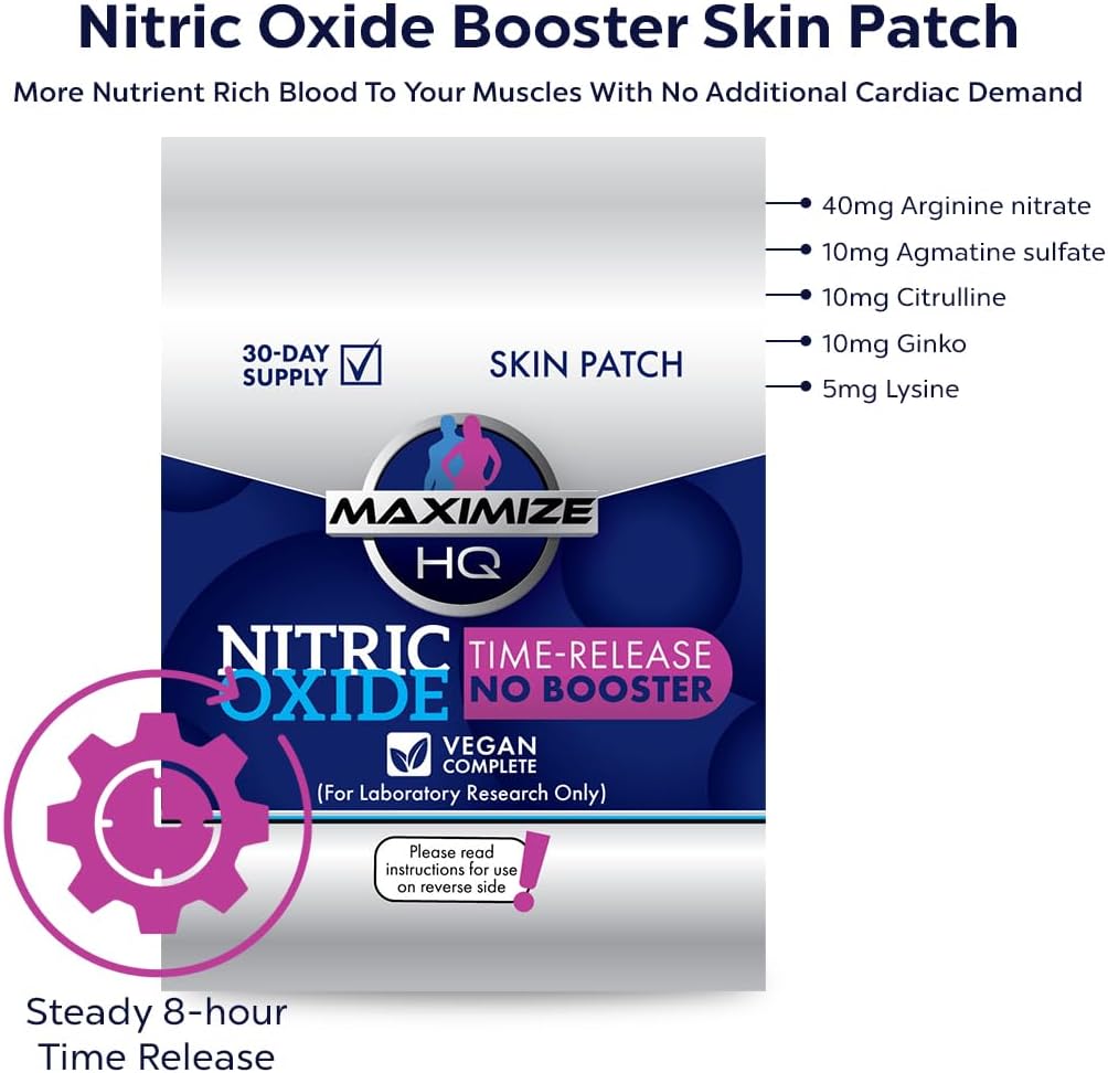 8 Hour Time-Release Nitric Oxide Patches for Maximum Performance - Gluten Free