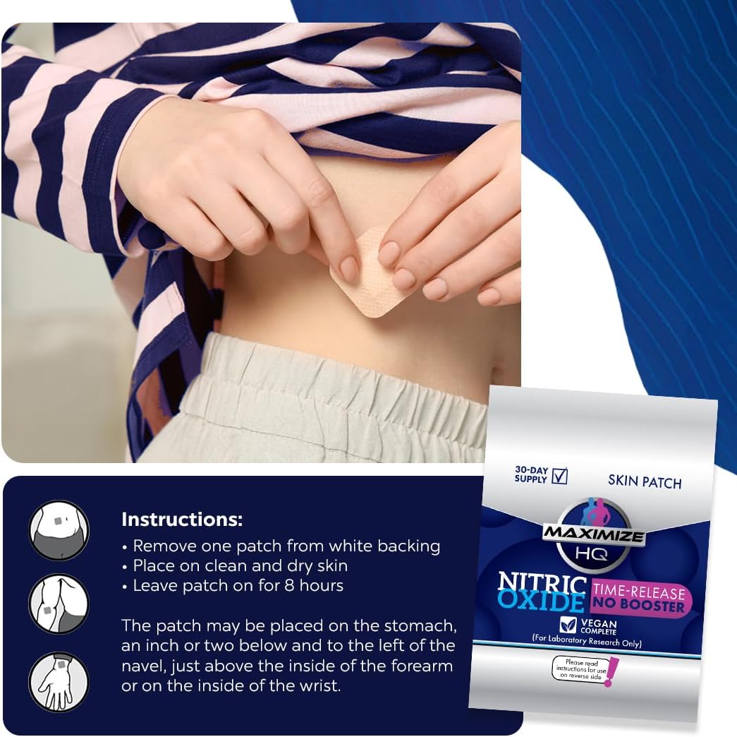 8 Hour Time-Release Nitric Oxide Patches for Maximum Performance - Gluten Free