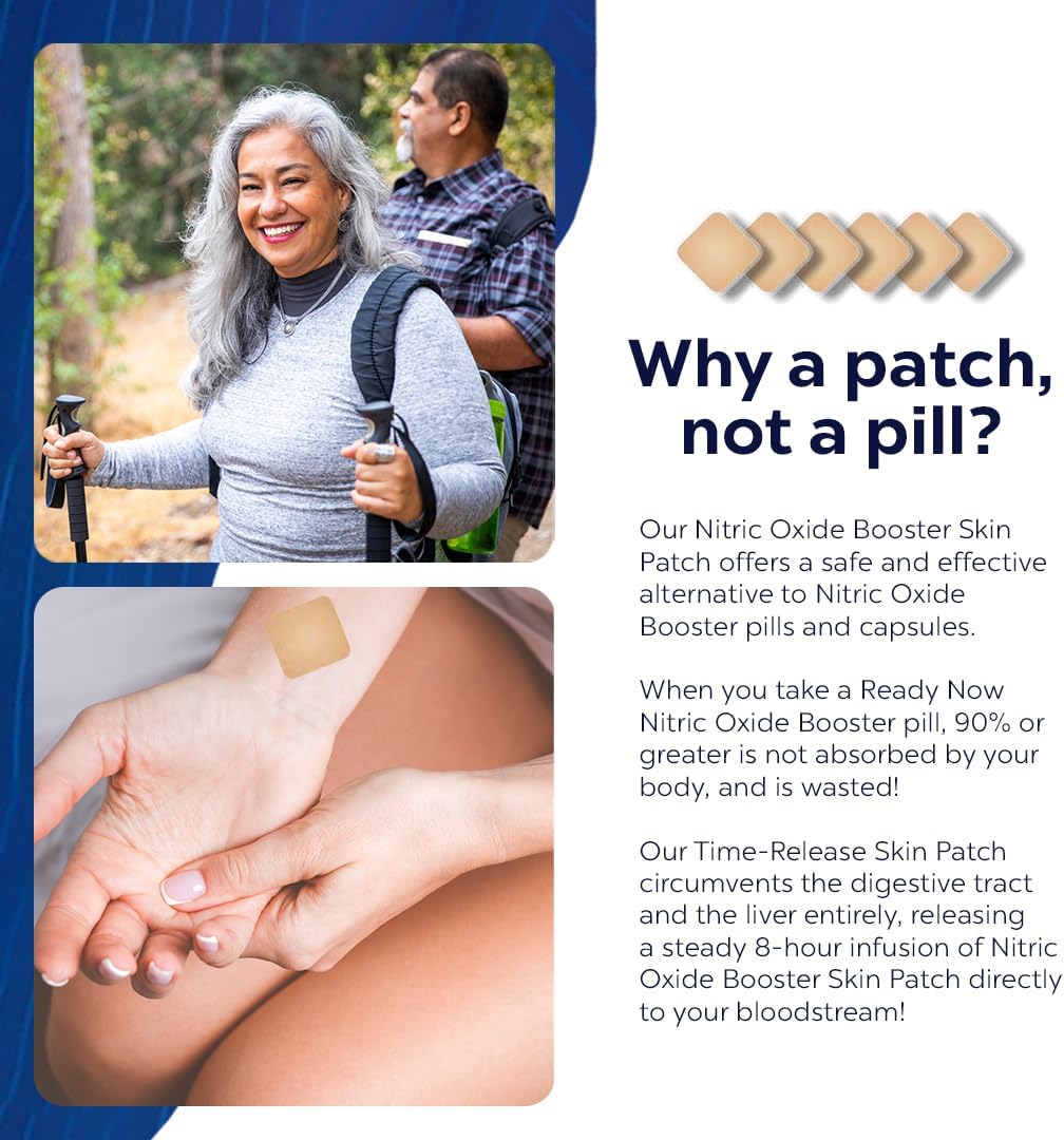 8 Hour Time-Release Nitric Oxide Patches for Maximum Performance - Gluten Free