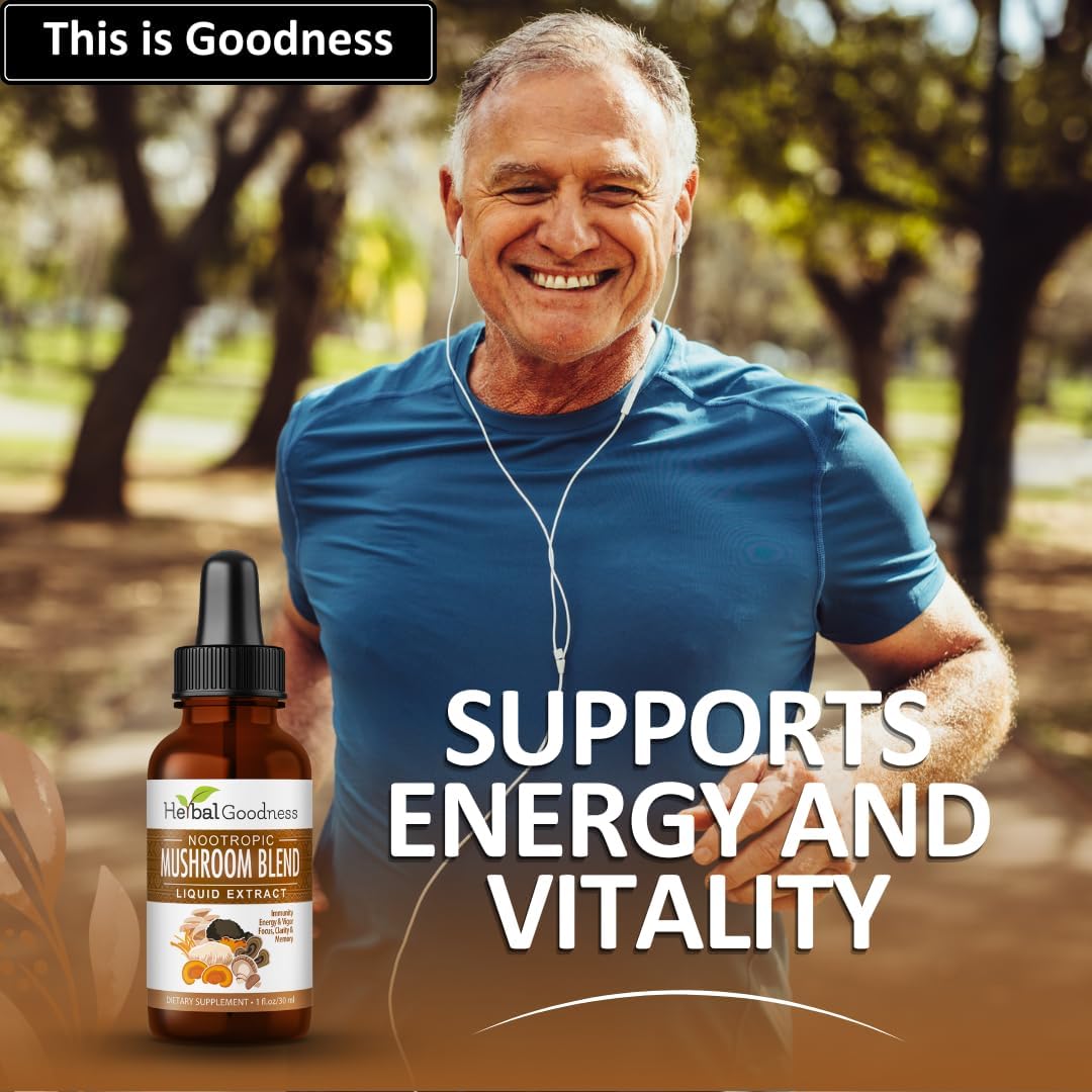 8-in-1 Mushroom Extract Liquid 1 fl oz Bottle | Nootropic Tincture with Lion's Mane, Reishi, Turkey Tail, Cordyceps & More for Immune Support & Cognitive Function