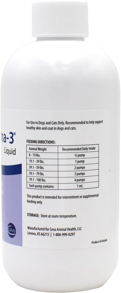 8 oz Derma-3 Liquid Supplement for Pets, Omega Fatty Acids
