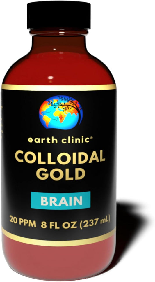 8 oz Earth Clinic ® Colloidal Gold - 20 ppm for Natural Brain Support & Cognitive Function - 237 mL