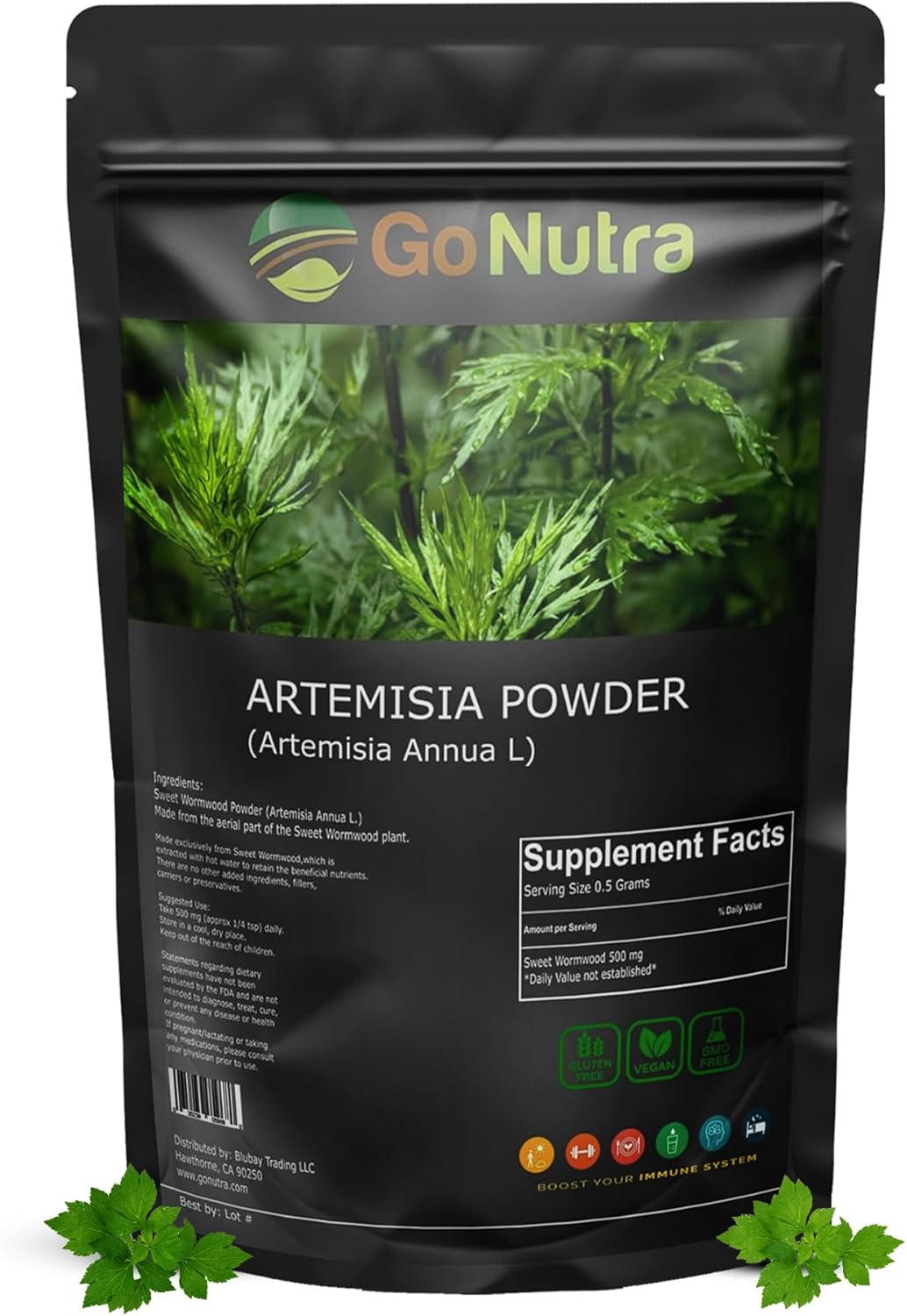 8 oz Go Nutra Sweet Wormwood Powder - Pure Artemisia Annua Annua Artemisinin Herbal Supplement - Non-GMO