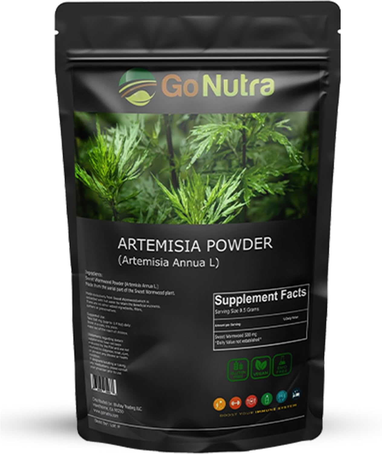 8 oz Go Nutra Sweet Wormwood Powder - Pure Artemisia Annua Annua Artemisinin Herbal Supplement - Non-GMO