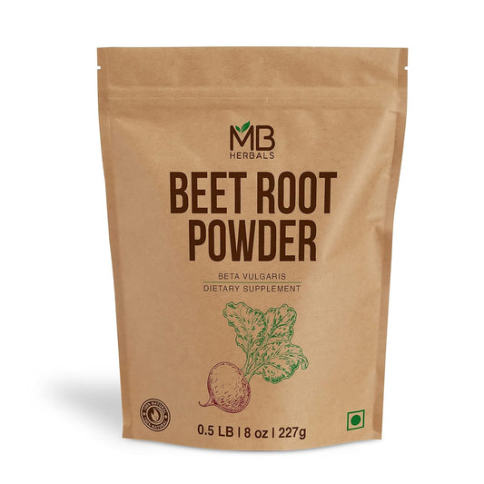 8 oz MB Herbals Beet Root Powder (0.5lb) - Water Soluble Beetroot Powder for Smoothies & Baking - Gluten Free & Instantly Dissolves