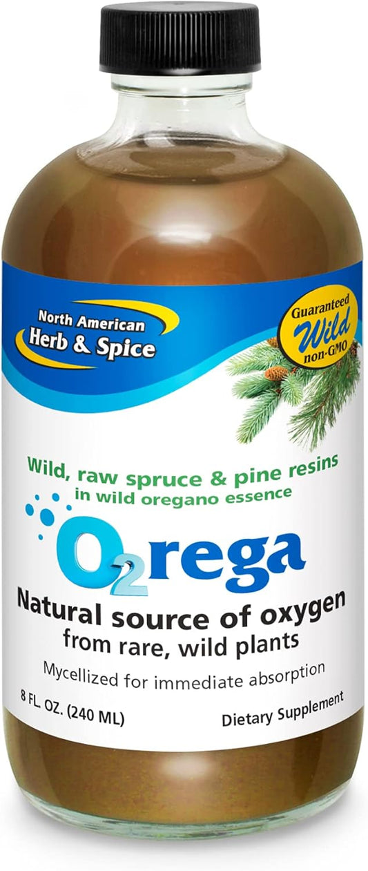 8 oz O2rega by North American Herb & Spice: Natural Source of Oxygen for Energy Support - P73 Oregano, Spruce & Pine - Mycellized for Optimal Absorption - Non-GMO - 16 Servings
