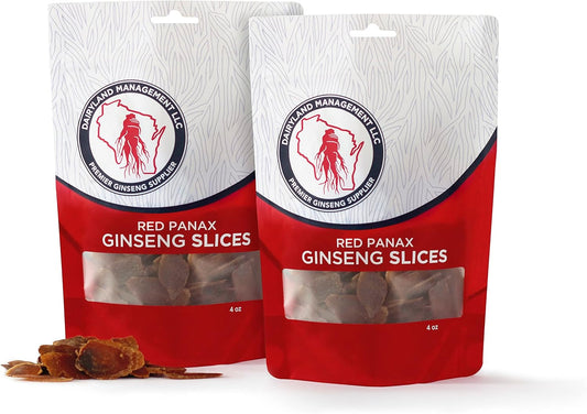 8 oz Pack of Gluten Free Korean Red Panax Ginseng Slices for Soups, Teas, and Congee - Non-GMO Herbal Supplement by Dairyland Management LLC