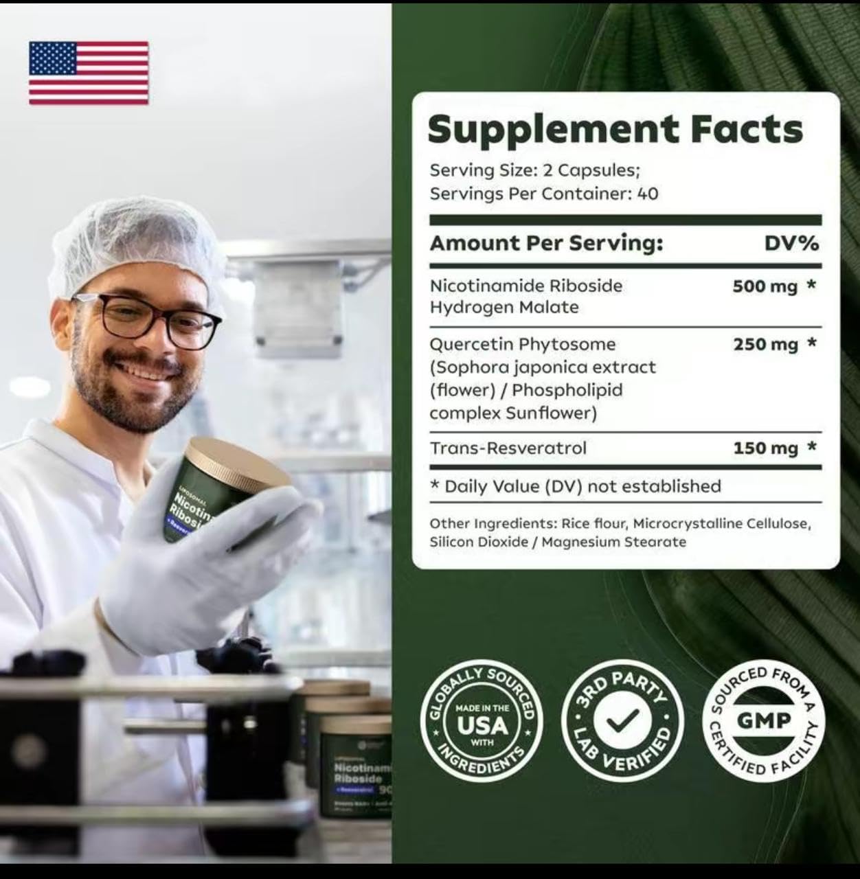 80 Capsules Nutragole Liposomal Nicotinamide Riboside 900mg NAD+ NMN Resveratrol Quercetin Skin Energy Focus Anti-Aging Supplement