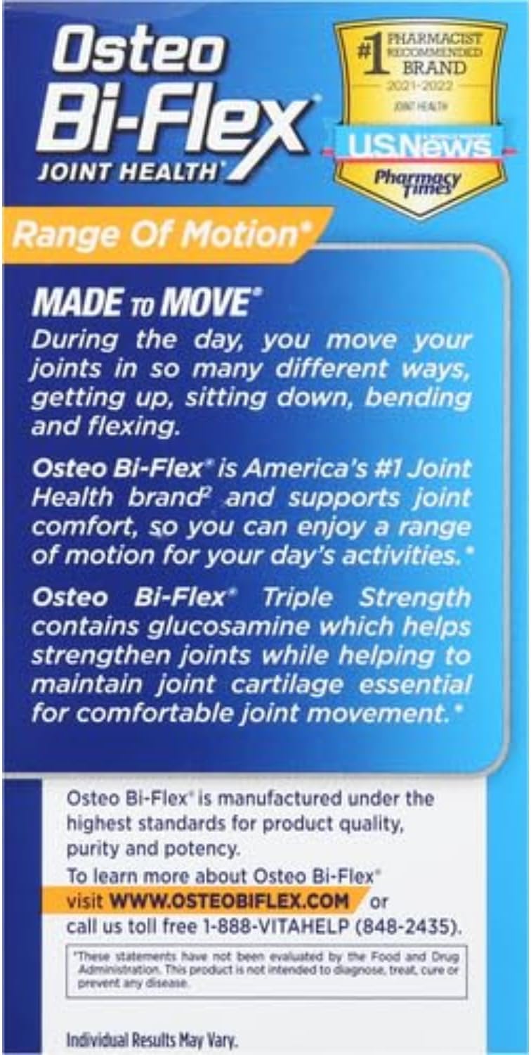 80 Count Osteo Bi-Flex Triple Strength Joint Health Supplement with Glucosamine Chondroitin and Vitamin C