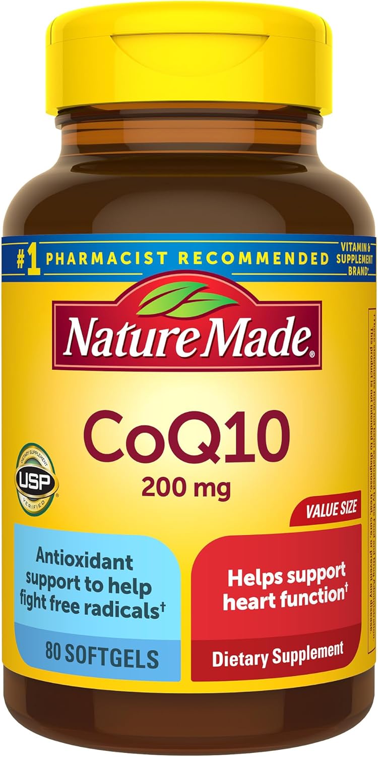 80 Day Supply of Nature Made CoQ10 200mg Softgels for Heart Health Support