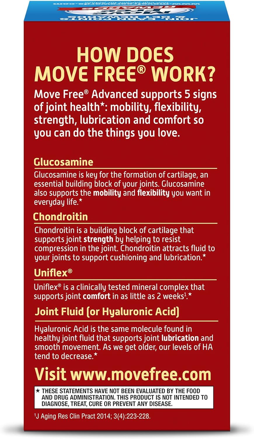 80 Tablets Move Free Advanced Joint Health Supplement with Glucosamine & Chondroitin - Support for Healthy Joints