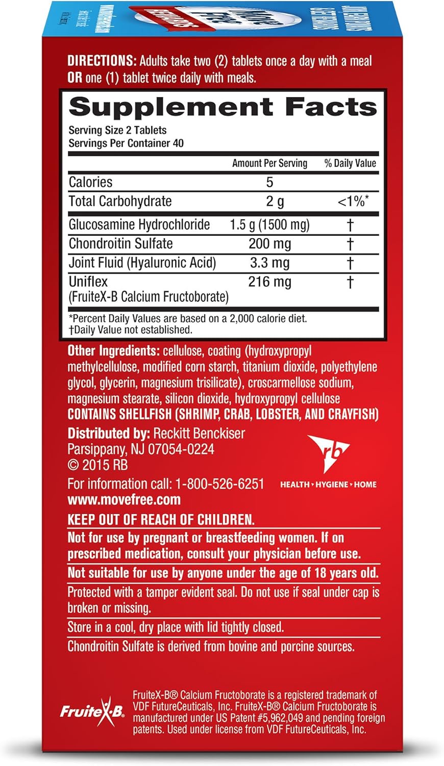 80 Tablets Move Free Advanced Joint Health Supplement with Glucosamine & Chondroitin - Support for Healthy Joints